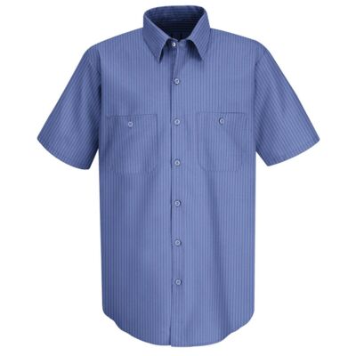 Men's Industrial Stripe Short Sleeve Work Shirt Thumbnail