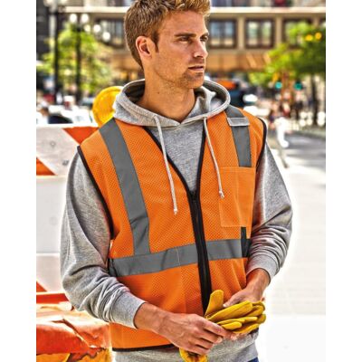 Unisex Single Pocket Zipper Mesh Class 2 Vest Thumbnail